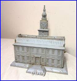 Big antique 1875 US Centennial enamel Cast Iron Still Bank Independence Hall