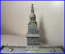 Big antique 1875 US Centennial enamel Cast Iron Still Bank Independence Hall