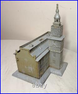 Big antique 1875 US Centennial enamel Cast Iron Still Bank Independence Hall