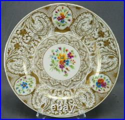 Boseck Hand Painted Floral Raised Gold Floral Scrollwork 10 3/4 Inch Plate C