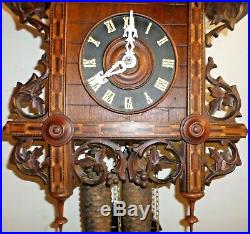 Breathtaking Rare Antique German Black Forest Bahnhausle Railroad Cuckoo Clock