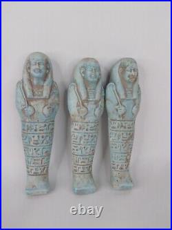 COLLECTION OF 3 RARE Ancient Egyptian Antique 3 Ushabti Shabti Pharaonic Statues