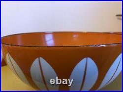 Cathrineholm Norway Vint Lotus Flower Orange/white 3 Piece Enamel Nesting Bowls