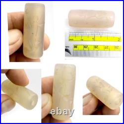 Chalcedony agate Roman Old cylinder intaglio bead stamp Bead