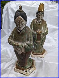 Chinese Tomb Attendant PAIR Man and Woman Great ANTIQUES Great Condition