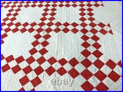 Christmas Red! C 1890-1900 Patchwork QUILT Antique Steeplechase Festive