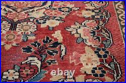Collectible Antique Rug 4x6 Low Pile Faded Red Worn Vintage Floral Carpet