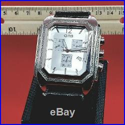 Collectible Rare Vintage Designer GAB Men Watch with Real Diamonds Fine Jewelry