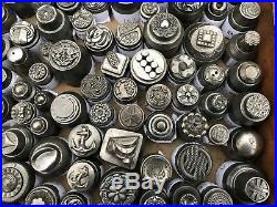 Collection 1920's Antique impression die molds Czech glass button steel stamps