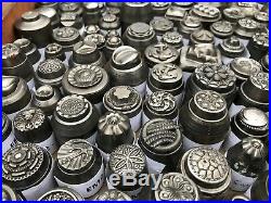 Collection 1920's Antique impression die molds Czech glass button steel stamps