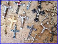 Collection Of Antique Pendant Crosses Crucifixes