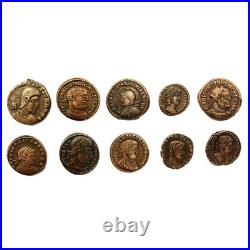 Collection of 10 Roman Bronze Coins from the House of Constantine