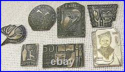Collection of 16 antique and old silver & silver plated medals, badges & tokens
