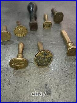 Collection of 6 pieces of brass antique victorian seal