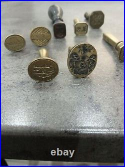 Collection of 6 pieces of brass antique victorian seal