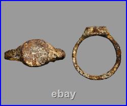 Crusader Period Iron Signet Ring, Jerusalem Find, Circa 12th-13th Century AD