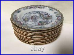 DD52 Vintage Antique Circa 1870 Set Of 11 Collectible Rare Porcelain Plate