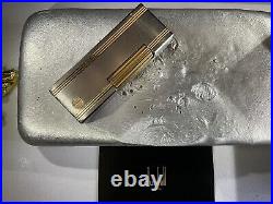 Dunhill Vintage Lighter Double 3 Gold Lines Antiqued Silver Design