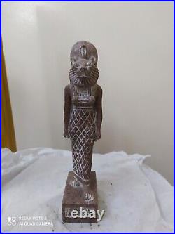 Egyptian Antique Statue Ancient Pharaonic King Sekhmet Brawn Granite 11 inch