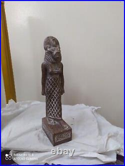 Egyptian Antique Statue Ancient Pharaonic King Sekhmet Brawn Granite 11 inch