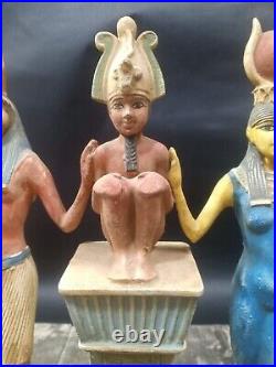 Egyptian Antiquities Egyptian mythology statue Goddes Osiris, Isis, Horus Egypt BC