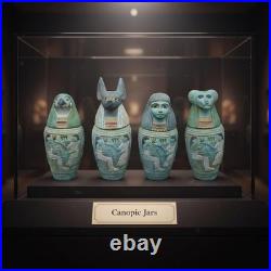 Egyptian Canopic Jars Statue Set of Four Funerary Deity Jars Artifact Figurine