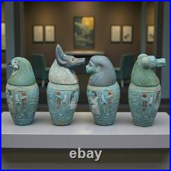 Egyptian Canopic Jars Statue Set of Four Funerary Deity Jars Artifact Figurine