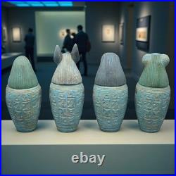 Egyptian Canopic Jars Statue Set of Four Funerary Deity Jars Artifact Figurine