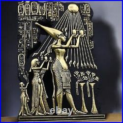 Egyptian Golden Stela Of King Akhenaten, His Queen Nefertiti & Their Children BC