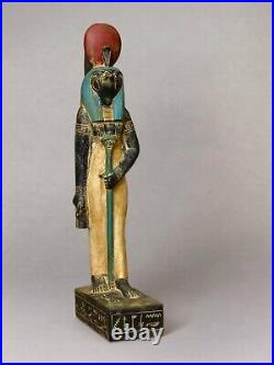 Egyptian standing statue of god of protection god Horus large heavy stone, made