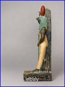 Egyptian standing statue of god of protection god Horus large heavy stone, made
