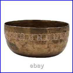 Etched Hand Beaten Carved Antique Singing Bowl Buddhist Tibetan Vintage Nepal