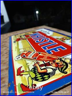 Extremely Rare Antique Not porcelain Vintage model whistle Painted steel plate-A