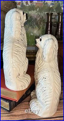 Fantastic 19C English Victorian Staffordshire GLASS EYE Spaniel Dog Pair 10.25