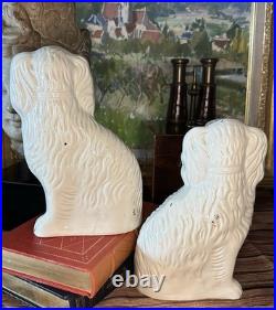 Fantastic 19C English Victorian Staffordshire GLASS EYE Spaniel Dog Pair 10.25