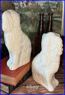 Fantastic 19C English Victorian Staffordshire GLASS EYE Spaniel Dog Pair 10.25