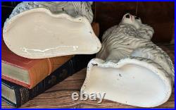 Fantastic 19C English Victorian Staffordshire GLASS EYE Spaniel Dog Pair 10.25