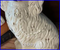 Fantastic 19C English Victorian Staffordshire GLASS EYE Spaniel Dog Pair 10.25