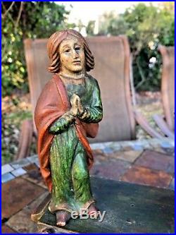 Fantastic Antique German Ca. 1880 Carved Wood Victorian Crucifixion Group