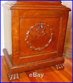 Finest antique Elliott W & H quartered oak tall case grandfather clock-15507