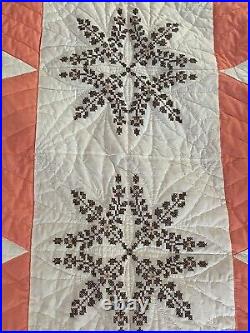 Floral Antique Quilt, Hand Embroidered and Quilted