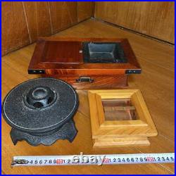 Folk art retro ashtray 3 stylish antique interior used from Japan