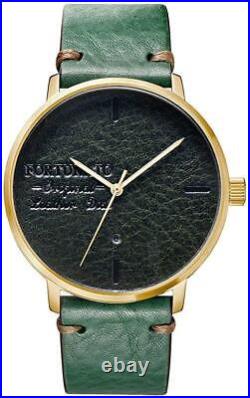 Fortunato Antique Wax Dial Collection Mens Wristwatch 44Mm Leather Green/Gold