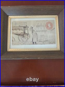 Framed 19th Century Antique Drawing Funeral Carriage Scene Kirk & Nice