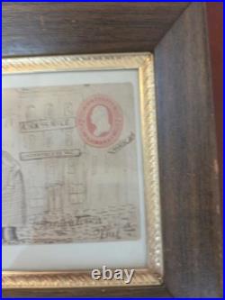 Framed 19th Century Antique Drawing Funeral Carriage Scene Kirk & Nice