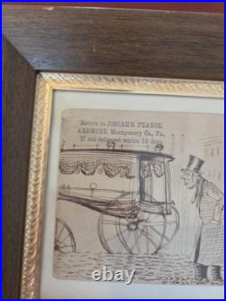 Framed 19th Century Antique Drawing Funeral Carriage Scene Kirk & Nice