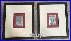 Framed Antique Hand Carved Japanese Kimono Embossing Blocks (Set of 2)