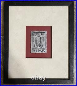 Framed Antique Hand Carved Japanese Kimono Embossing Blocks (Set of 2)