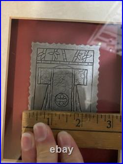 Framed Antique Hand Carved Japanese Kimono Embossing Blocks (Set of 2)