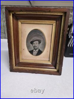 Framed c. 1890s Tinted Whole Plate (6.5 x 8.375) Tintype of Handsome Young Man